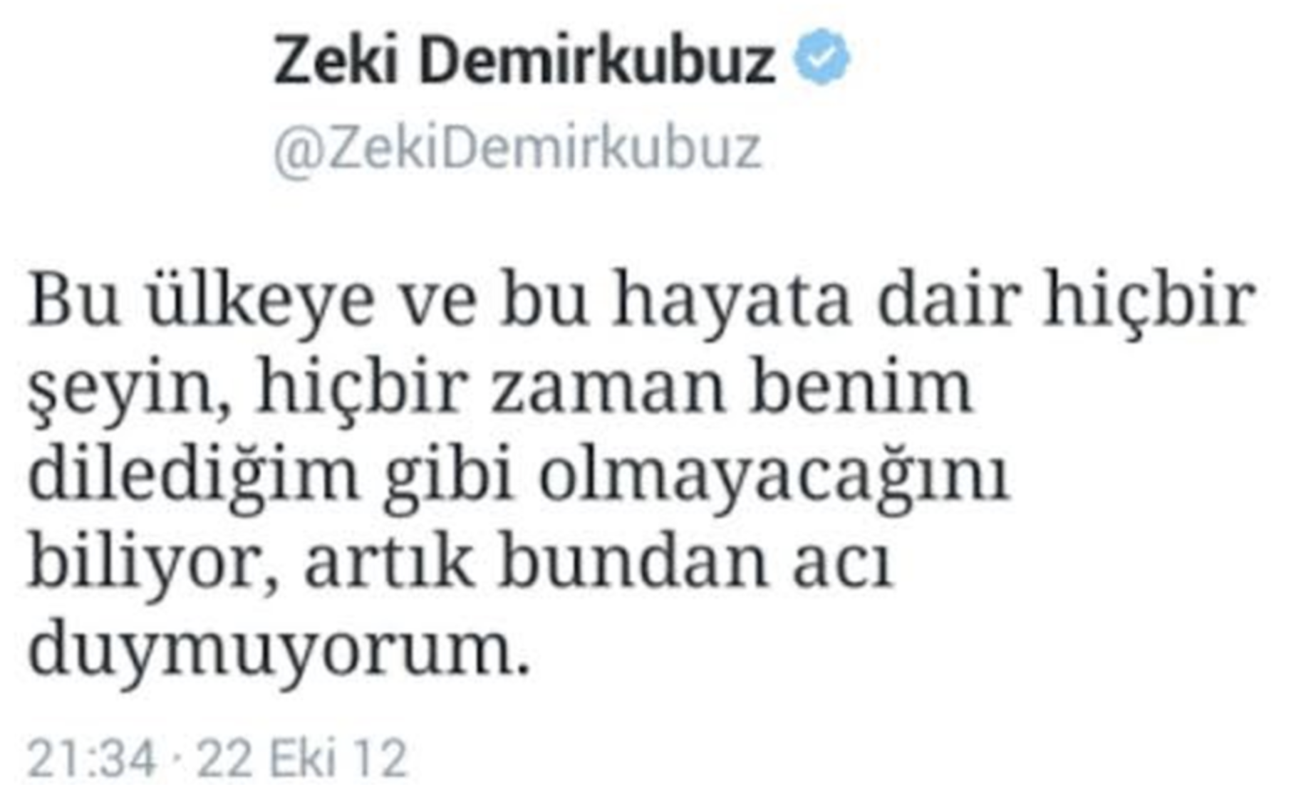 Zeki Demirkubuz Malum tweetini sildi
