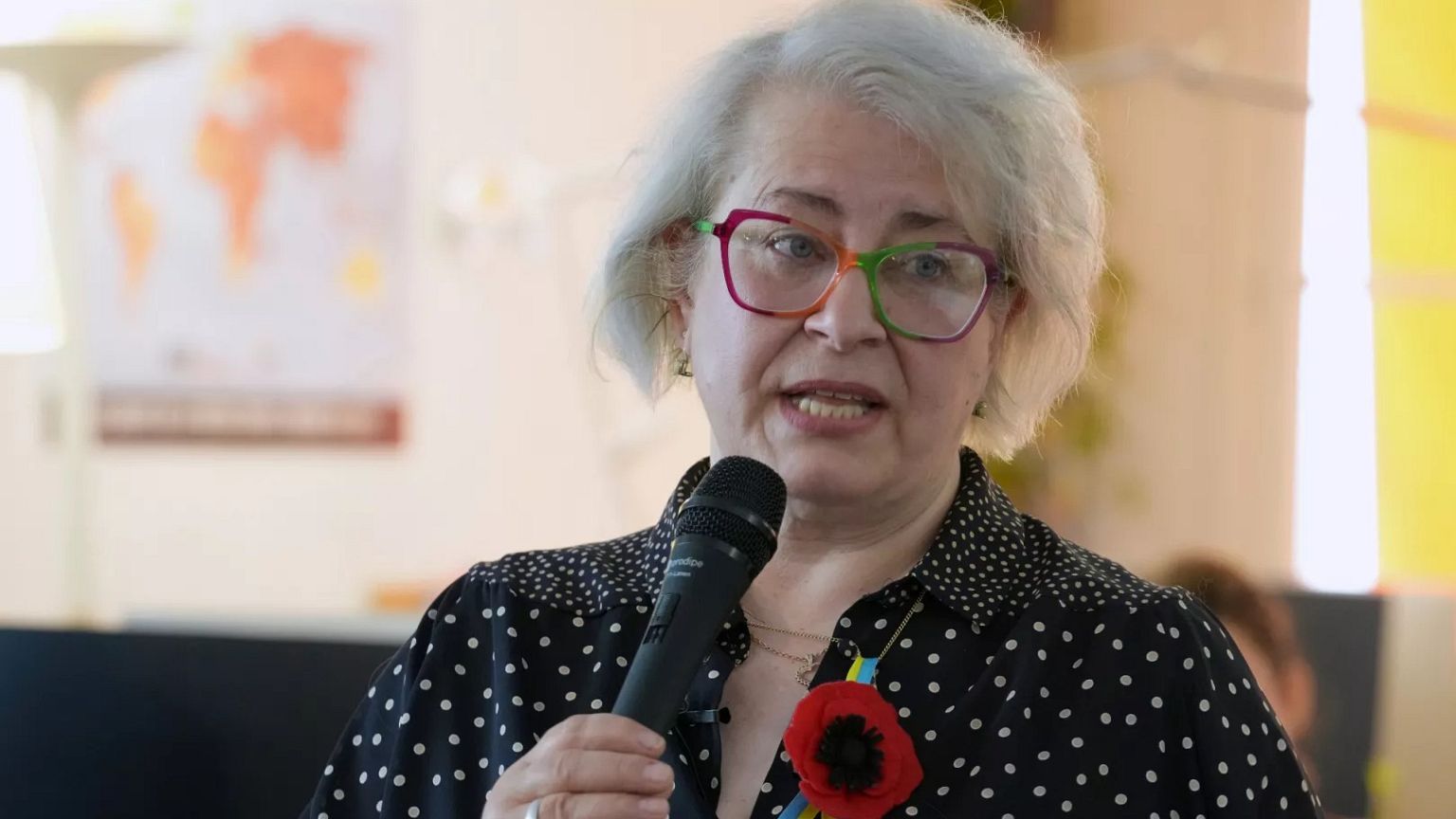Ekaterina Barabash Pazartesi günü Paris'teki Sınır Tanımayan Gazeteciler (RSF) merkezinde bir basın toplantısına katıldı.